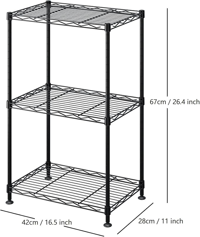 FOXHOLE 3-Tier Wire Shelving Rack, Heavy Duty Metal Storage Shelf Unit - Image 3