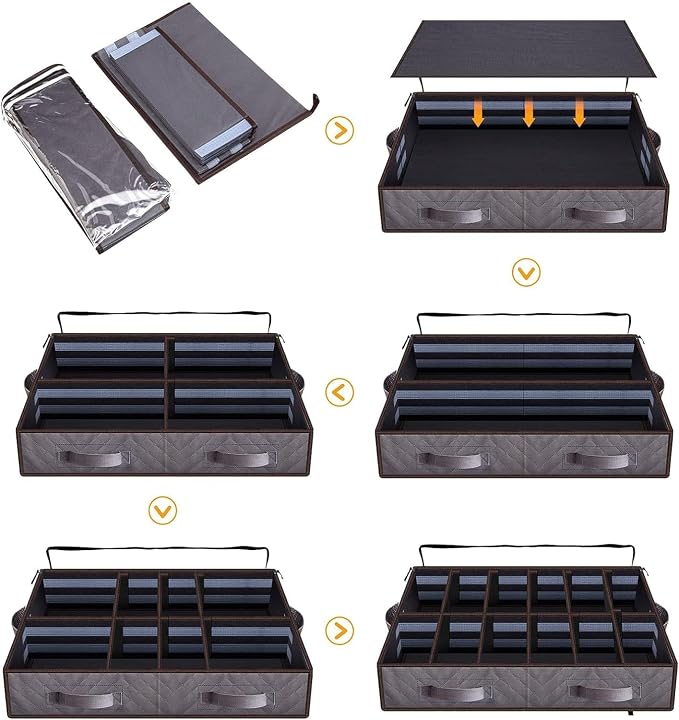 Under Bed Shoe Storage Organizer, Sturdy Structure, Adjustable Dividers - Image 2