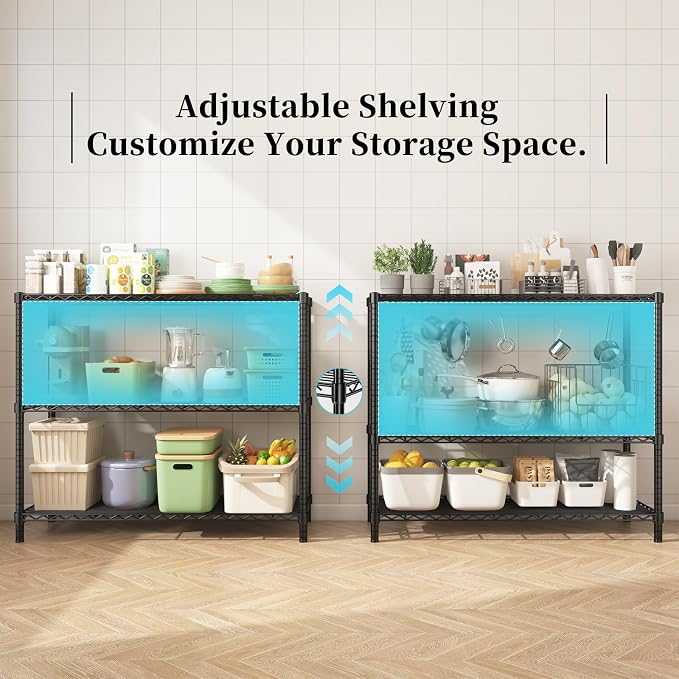 Storage Shelves, 3-Tier Adjustable Metal Industrial Utility Shelf Rack - Image 7