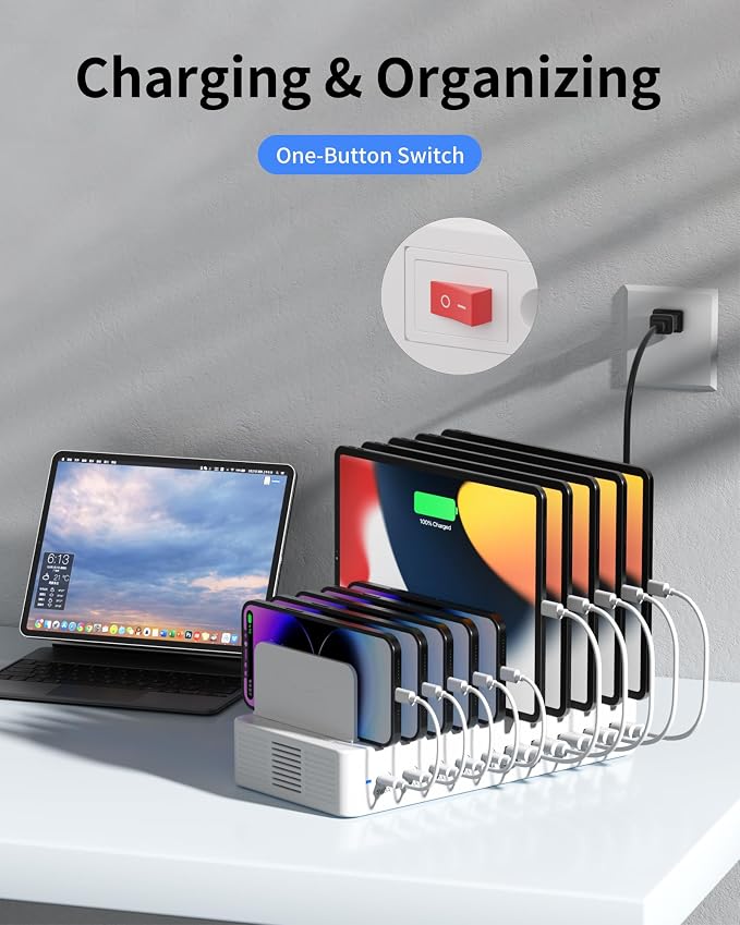 100W Charging Station for Multiple Devices, 10-Port USB Fast Charging Station - Image 7