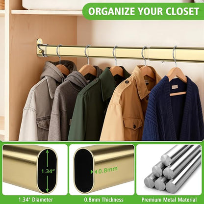 Oval Closet Rod for Hanging Clothes 30 to 54.5 Inch, Includes End Supports - Image 4
