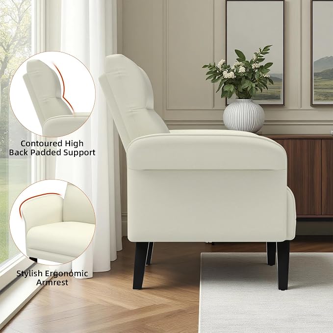 3-Piece Symmetrical Shawl Arm Sofa Set, Faux Leather Loveseat & 2 Accent Chairs - Image 5