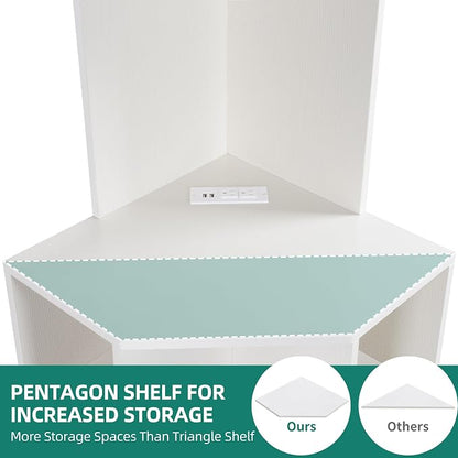 YITAHOME Corner Shelf with USB Ports & Outlets | Modern Corner Storage Cabinet - Image 6