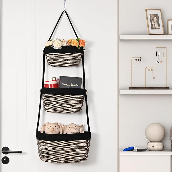 Hanging Basket, 3-Tier Woven Wall Basket - Image 7