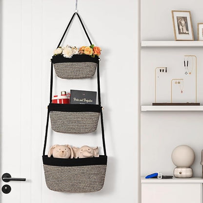 Hanging Basket, 3-Tier Woven Wall Basket - Image 7