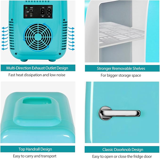 CAYNEL Mini Fridge, 4 Liter/ 6 Cans Small Refrigerator - Image 8