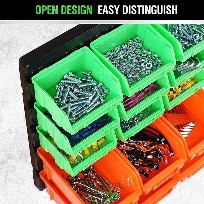 SWANLAKE GARDEN TOOLS 30-Bin Wall-Mounted Storage Bins, Heavy-Duty Garage Tool - Image 5