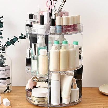 SUNFICON Rotating Makeup Organizer 360 Rotation Cosmetic Storage Holder Crystal - Image 2