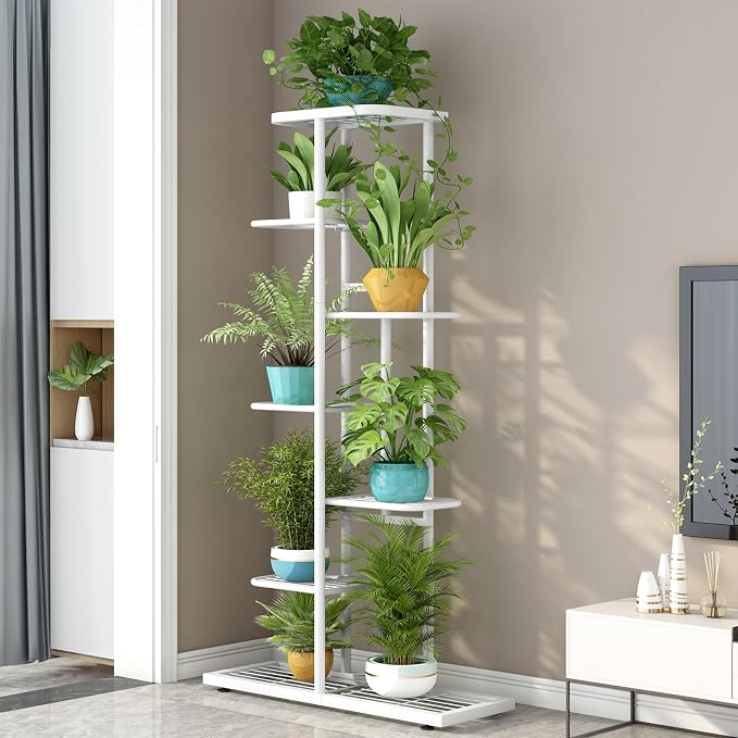 LINZINAR Plant Stand Metal 7 Tier 8 Potted Multiple Flower Pot Holder Shelf - Image 2