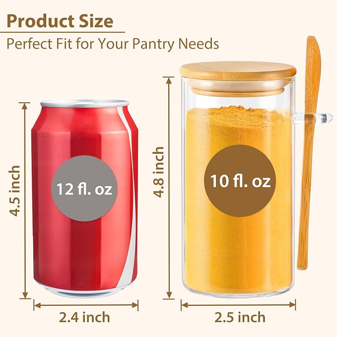 TBWIND 12 Pack 10 oz Round Glass Spice Jars - Image 2