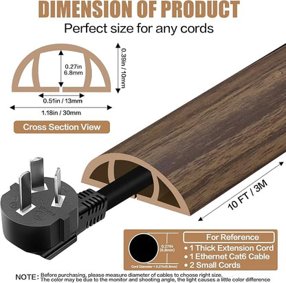 Floor Cord Cover Self Adhesive Cord Hider, 10FT Cable Management, Extension - Image 2