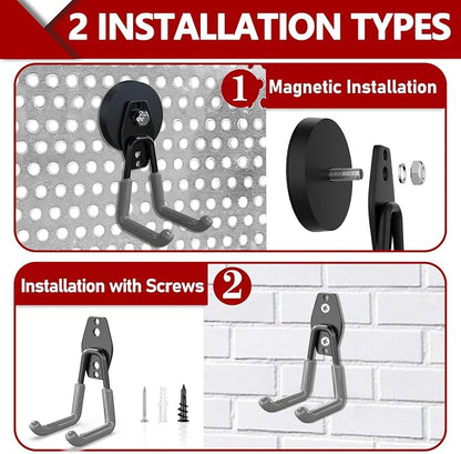 3-H Heavy Duty Magnet Garage Hooks 2 Pack, Large Strong Magnetic Hooks - Image 2