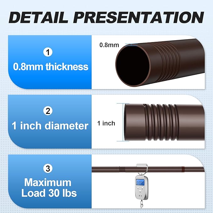 CorkLatta Bronze Shower Curtain Rod 31 to 68 Inch, 1 Inch Diameter Adjustable - Image 3