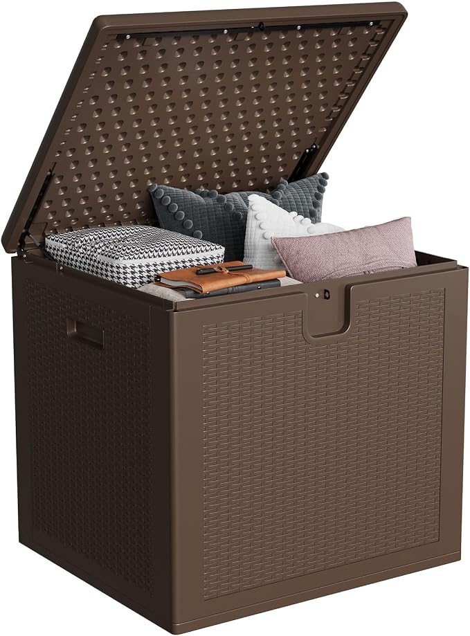 IDEALHOUSE 80 Gallon Resin Deck Box, Waterproof Outdoor Storage Box by IDEALHOUSE