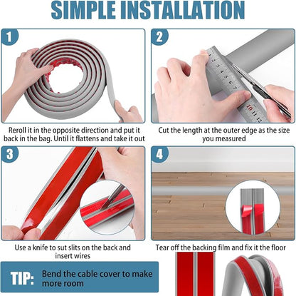 Floor Cord Covers for Wires 20FT Cable Hider Wire Cover Self Adhesive Cord - Image 5