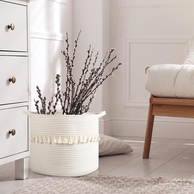 danpinera Baskets for Organizing, 3 Pack White Storage Baskets for Shelves - Image 5