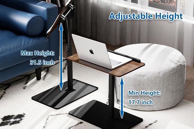C Shaped End Table, Swivel and Turnable Desktop, Foldable Side Table - Image 5