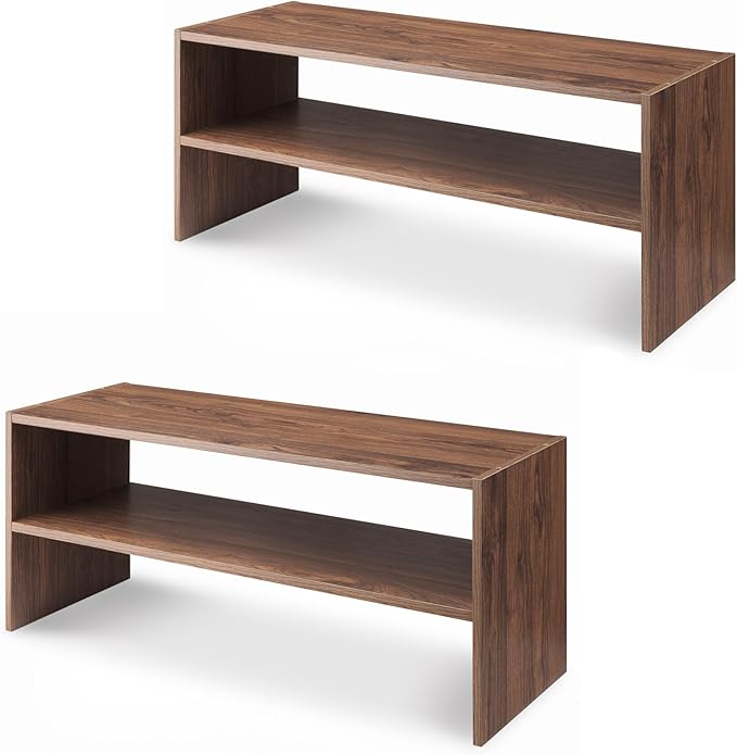 Whitmor Wood Stackable 2-Shelf Shoe Rack, 24 inches，2 Pack by Whitmor
