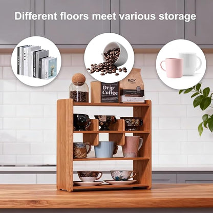 Coffee Cup Holder for Countertop Walnut Wood Coffee Mugs Holder for Kitchen Mug - Image 5