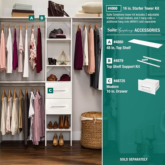 ClosetMaid SuiteSymphony Wood Closet Organizer Starter Kit - Image 5