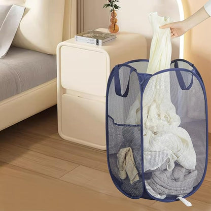 2 Pack Collapsible Pop Up Laundry Hamper, Large Capacity Mesh Laundry Basket - Image 6