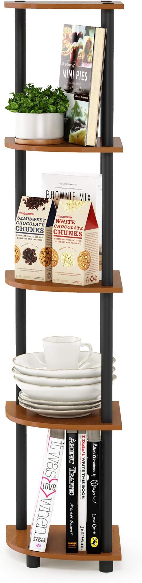Furinno TURN-N-TUBE Corner Shelf, 5-Tier Corner Bookshelf, Open Storage Shelves - Image 7