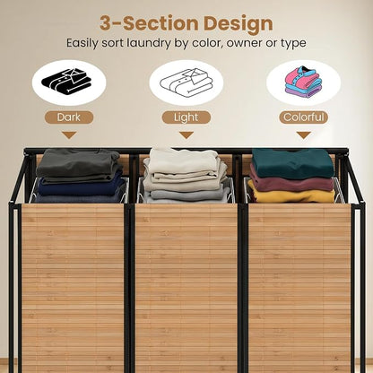 Giantex Laundry Hamper Sorter 3 Section - Image 3