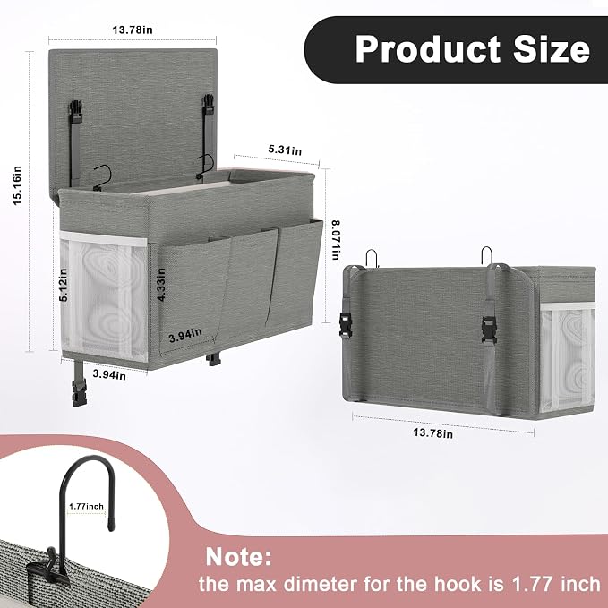 Dual-purpose Bedside Caddy Bedside Organizer, Bed Caddy - Image 4