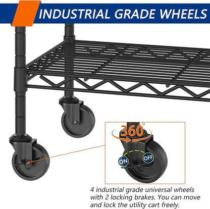 4-Shelf Adjustable Heavy Duty Storage Shelving Unit on 4 Wheel Casters - Image 6