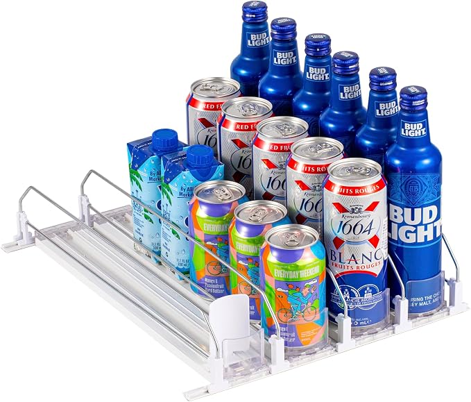RULA Drink Organizer for Fridge, Self-Pushing Soda Can Dispenser for by Rula