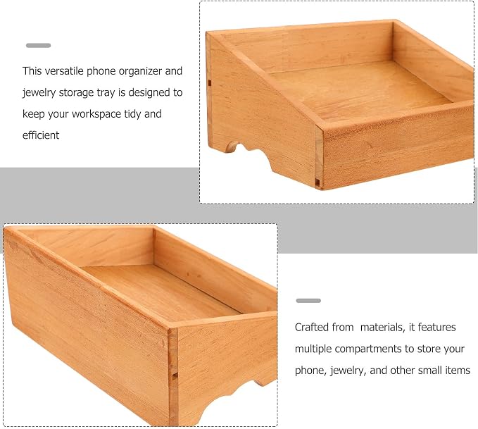 Desk Organization Holder Wooden Multi-functional Phone Organizer - Image 3