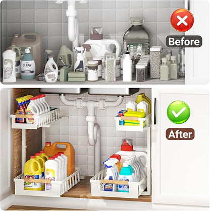 Under Sink Organizer, 2 Tier Pull Out Cabinet Organizer - Image 4