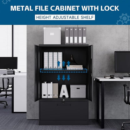 Metal File Cabinet with Drawer, Lockable Vertical Lateral Filing Storage Cabinet - Image 8