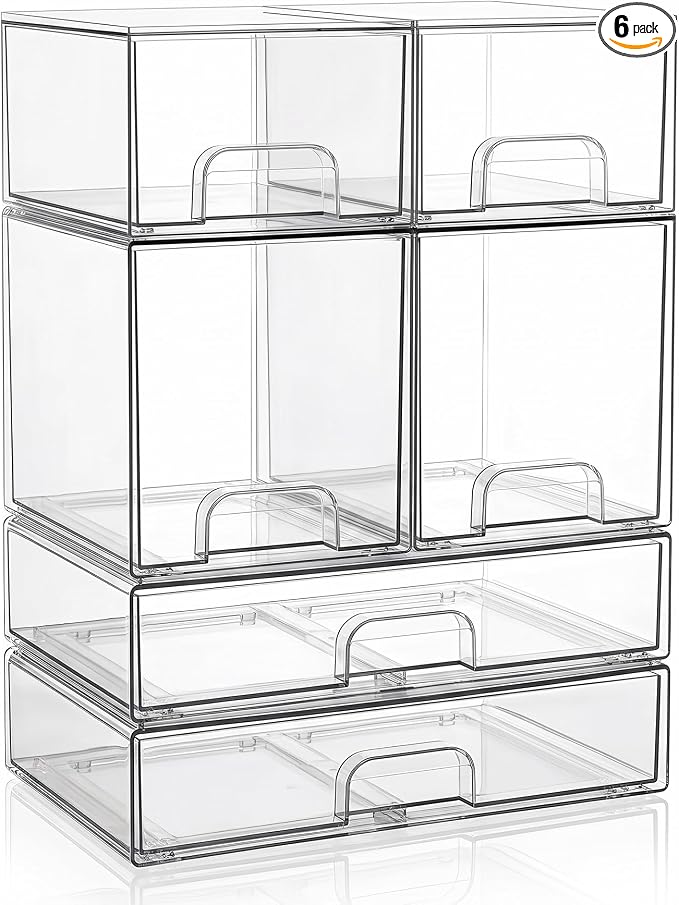 Clear Stackable Storage Drawers: Baby Bottle Storage Organizer, Acrylic Bottles by Saccik