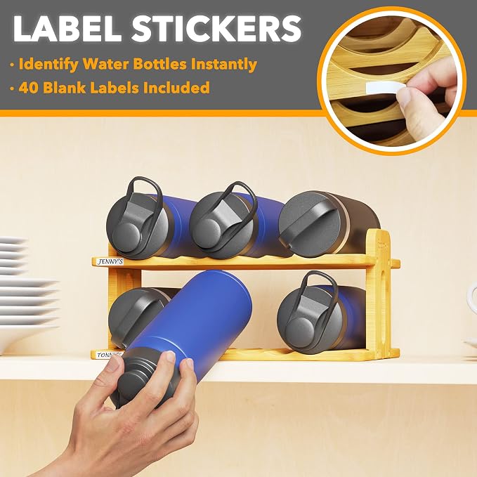 SpaceAid Bamboo Water Bottle Organizer - Image 4