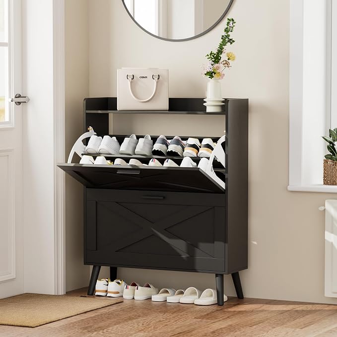 Homleke Farmhouse Shoe Storage Cabinet - Image 3