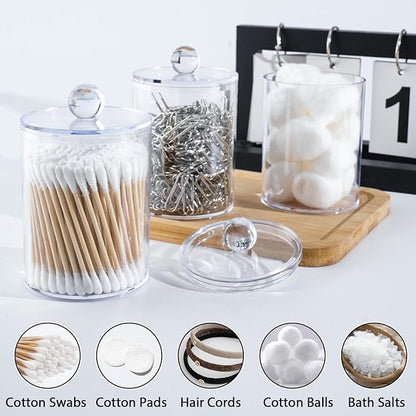 2 Pack Qtip Holder, Canister Apothecary Jar Set, Bathroom Jars - Image 4