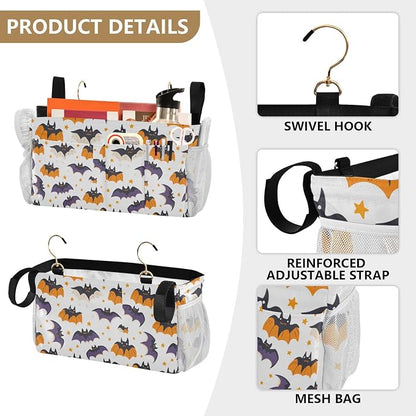 White Halloween Bats and Stars Bedside Caddy - Image 5