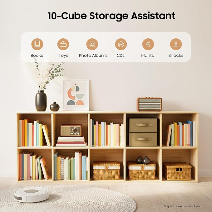 10 Cube Storage Shelf, 2-Tier Solid Wood Cube Storage Organizer, Vertical or - Image 3
