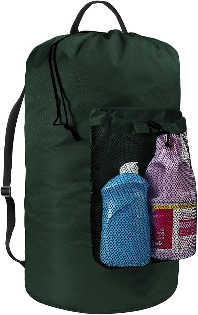Laundry Bag with Shoulder Straps and Mesh Pocket Laundry Backpack Large by CATOTEL