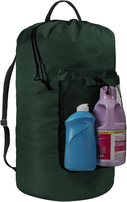 Laundry Bag with Shoulder Straps and Mesh Pocket Laundry Backpack Large by CATOTEL