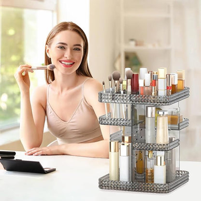 Rotating Makeup Organizer, Large Capacity Cosmetic Display Case, Acrylic - Image 7