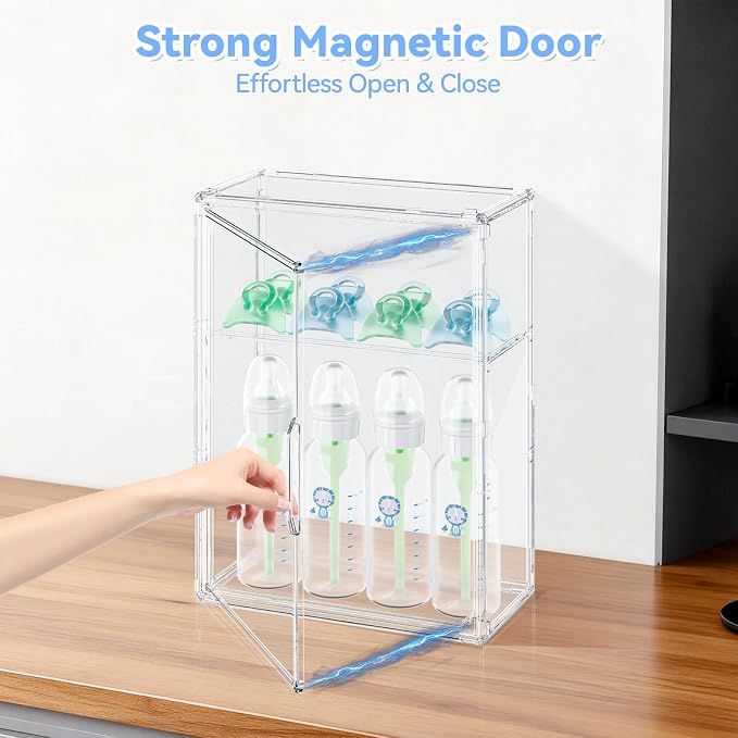 Baby Bottle Storage Organizer for Countertop, Medium Clear Bottle Organizer - Image 6