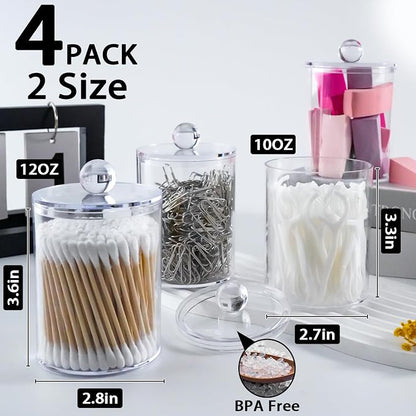 4 Pack Qtip Holder, Canister Apothecary Jar Set, Bathroom Jars - Image 2