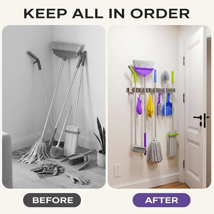 Broom Mop Holder Wall Mount, Heavy Duty Stainless Steel Mop Organizer - Image 6