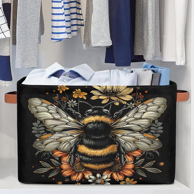 Pardick Basket Storage Bins Animal Bee Black Rectangle Cube Basket Box Kids - Image 5