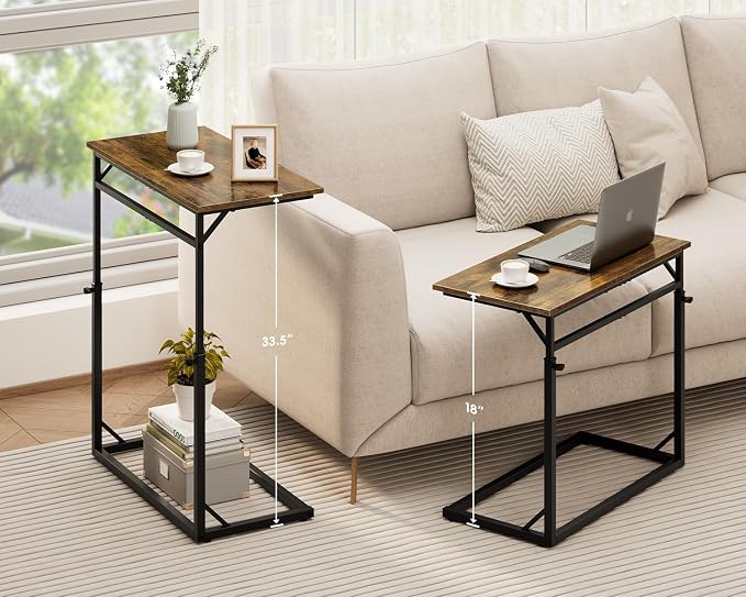 Vagusicc C Shaped End Table, Tall Side Table - Image 4