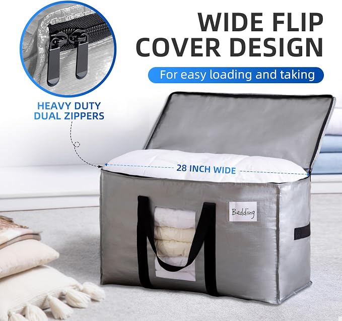 TAILI Extra Large Moving Bags, 12 Pack Silver Heavy Duty Totes - Image 4