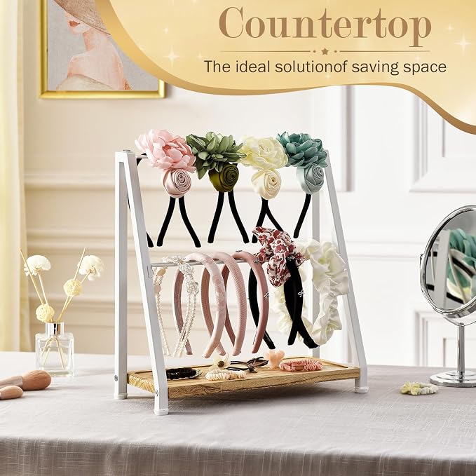 Headband Holder Organizer Metal 2-Tier Display Stand - Image 2