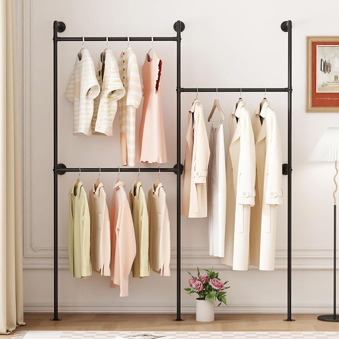 Industrial Pipe Clothing Rack Wall Mount, Heavy Duty Pipe Clothing Rack by Smlttel